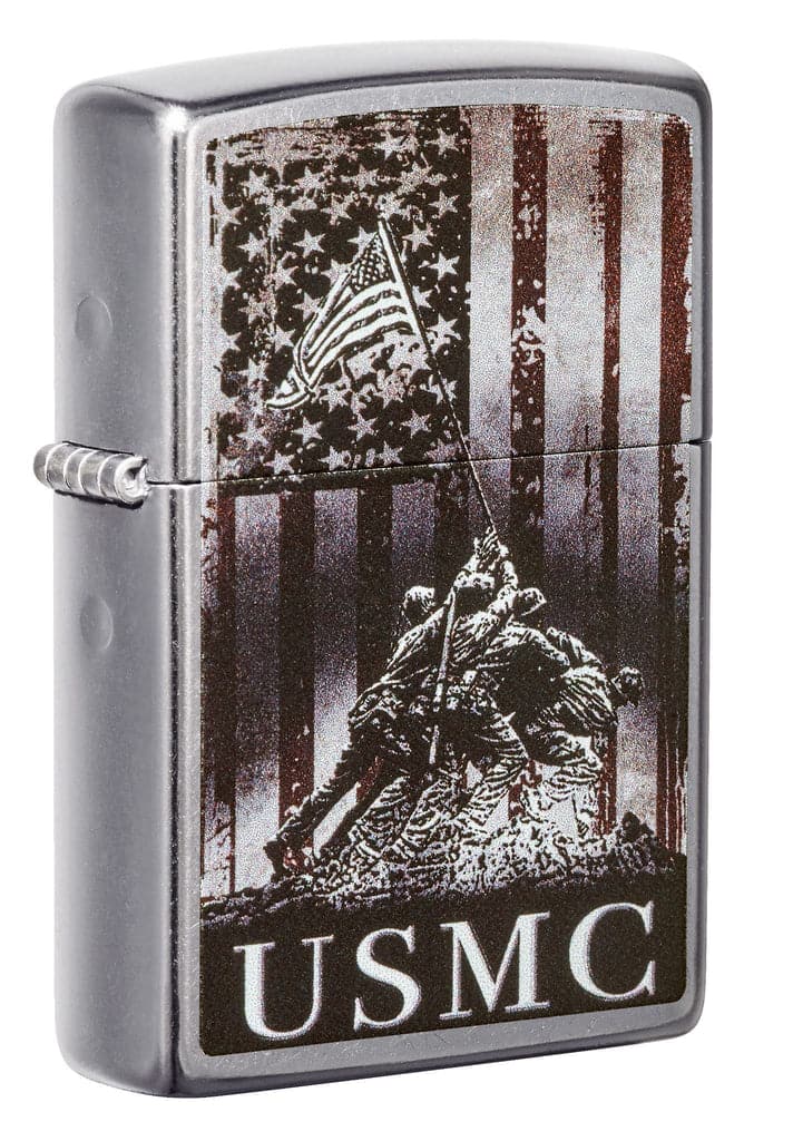 U.S. Marine Corps. Street Chrome Windproof Lighter, Classic Model, Silver - OUTBACK