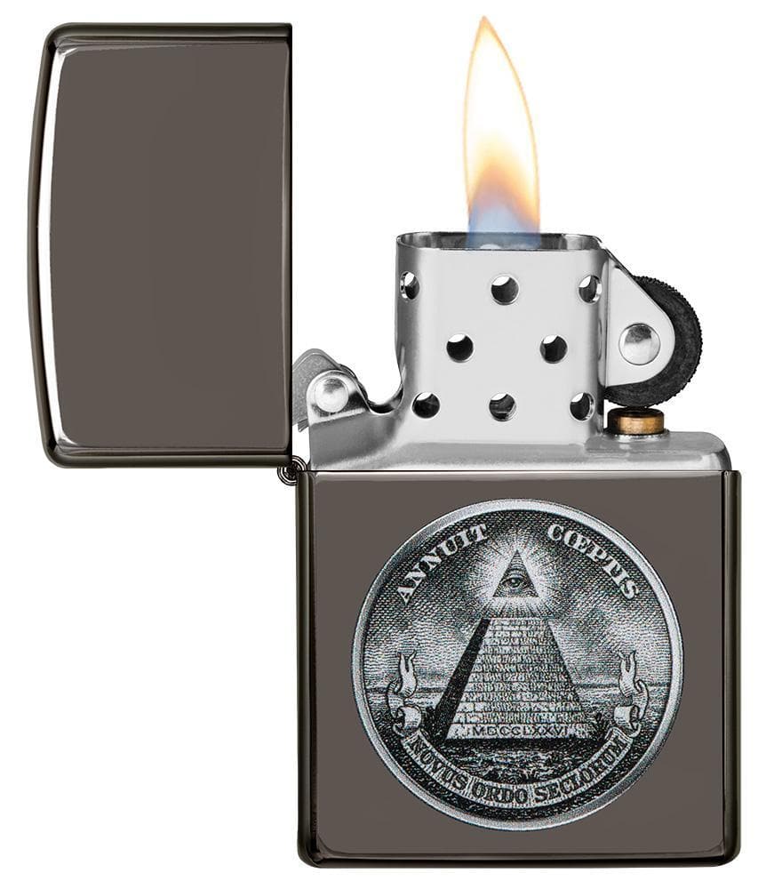 Zippo 49395 150 Dollar Design Black Ice Windproof Lighter, Classic Model, Black - OUTBACK