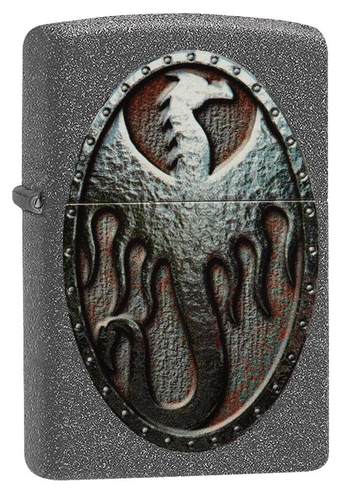 Zippo 49072 211 Metal Dragon Shield Design Iron Stone Windproof Lighter, Classic Model, Black - OUTBACK