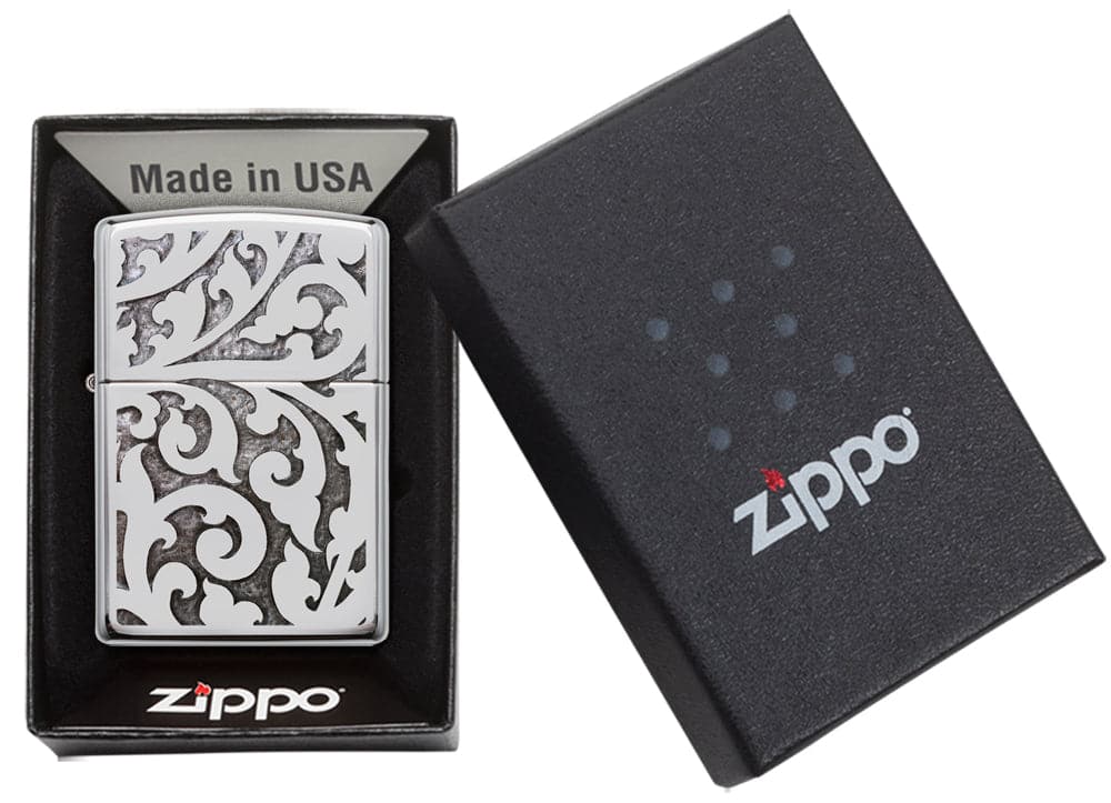 Zippo 28530 Elegant Filigree Chrome Windproof Lighter, Classic Model, Silver - OUTBACK