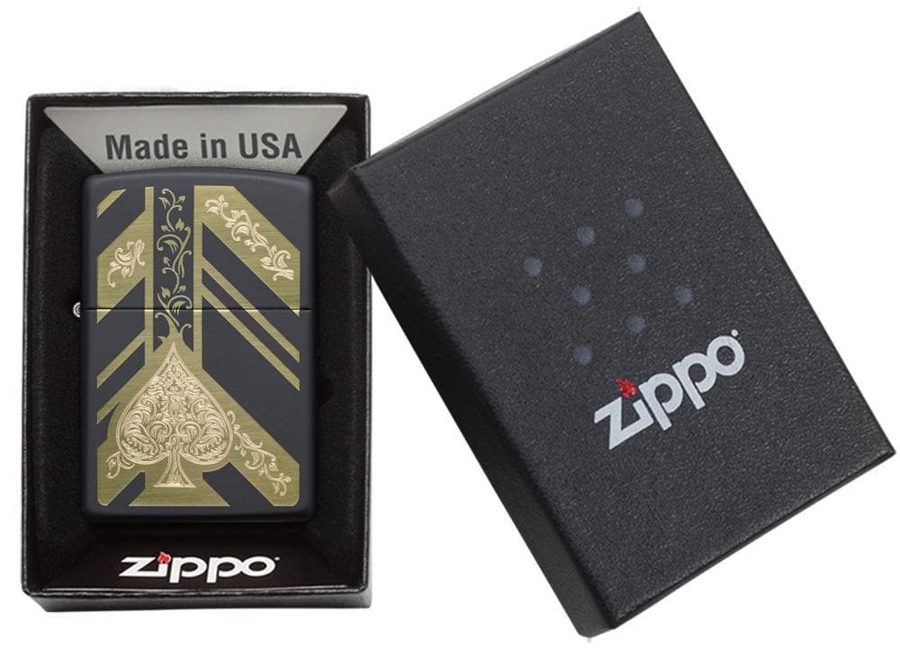 Zippo 29998 Ace Of Spades Matte Black Windproof Lighter, Classic Model, Black - OUTBACK