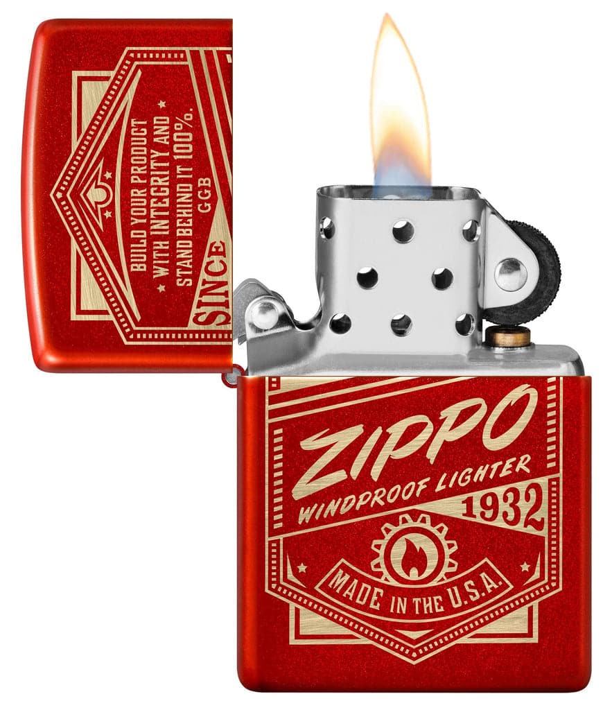 Zippo 48620 49475 Zippo It Works Design Metallic Red Windproof Lighter - OUTBACK