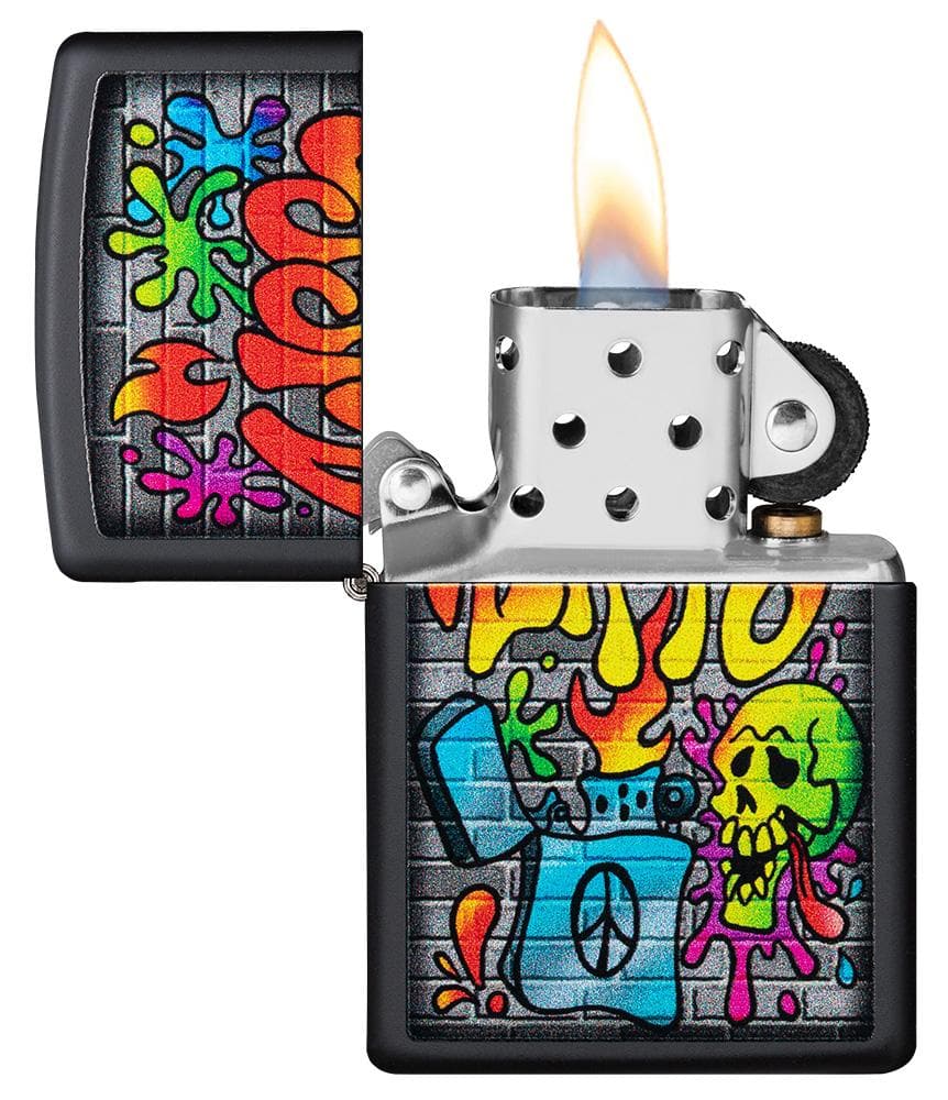 Zippo 49605 Street Art Design Black Matte Windproof Lighter, Classic Model, Black - OUTBACK