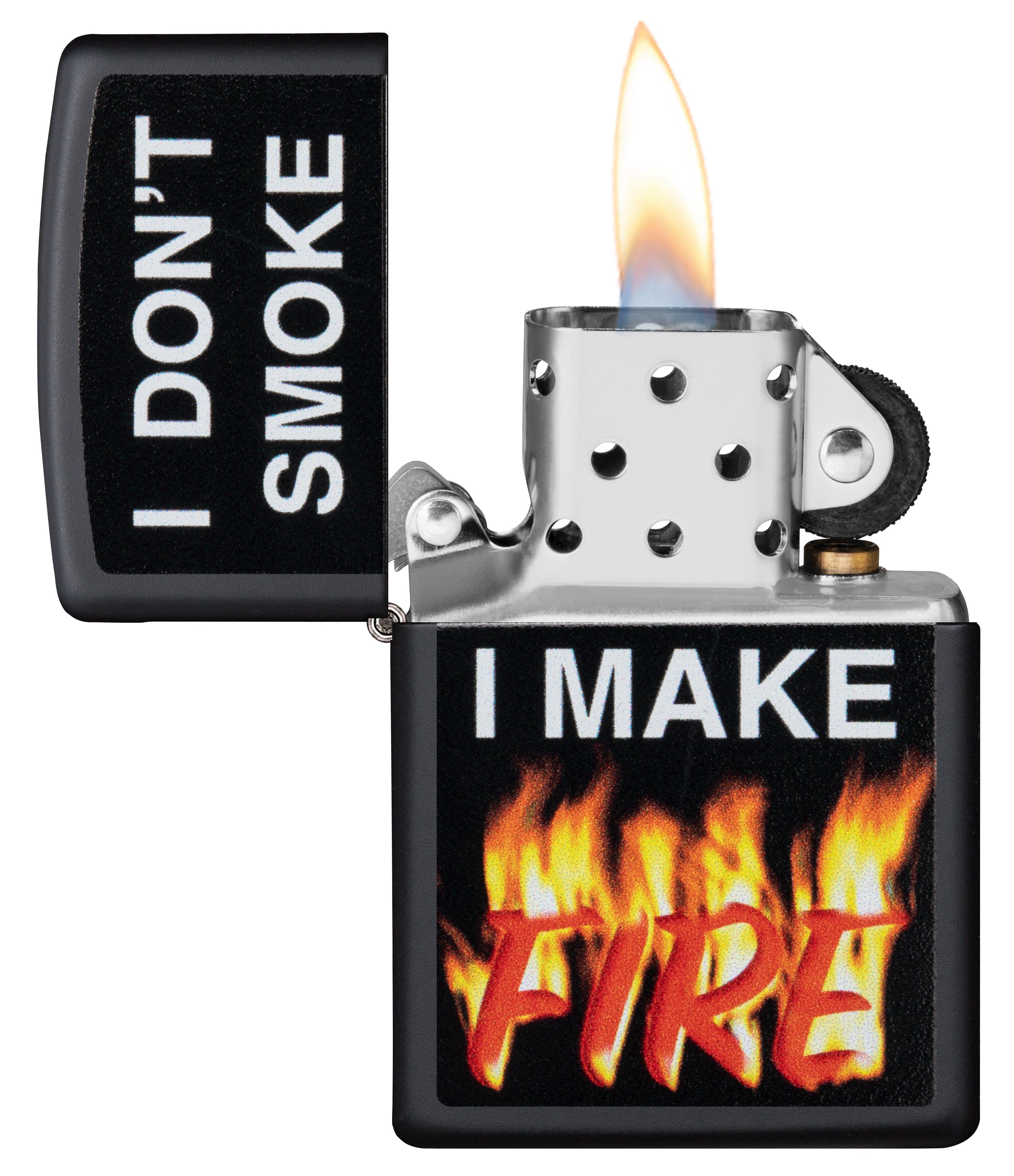 Zippo CI412247 218 I Make Smoke Design Black Matte Windproof Lighter, Middle East Model, Black - OUTBACK