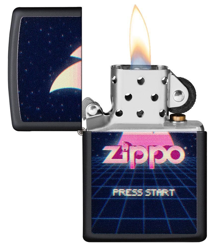 Zippo 49115 218 Gaming Design Black Matte Windproof Lighter, Classic Model, Black - OUTBACK