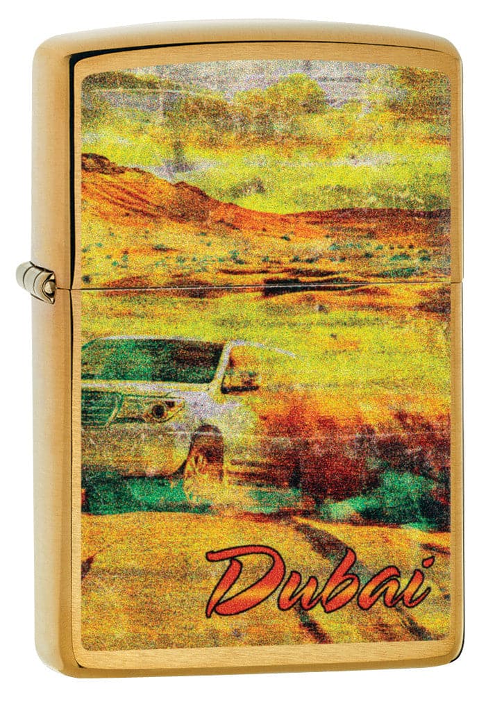 Zippo CI412370 204B Dubai Safari Desert Design Brushed Brass Windproof Lighter, Middle East Model, Gold - OUTBACK