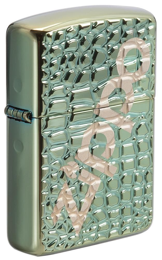 Zippo 29525 Armor Alligator Lighter Polish Green, Armor Model, Green - OUTBACK