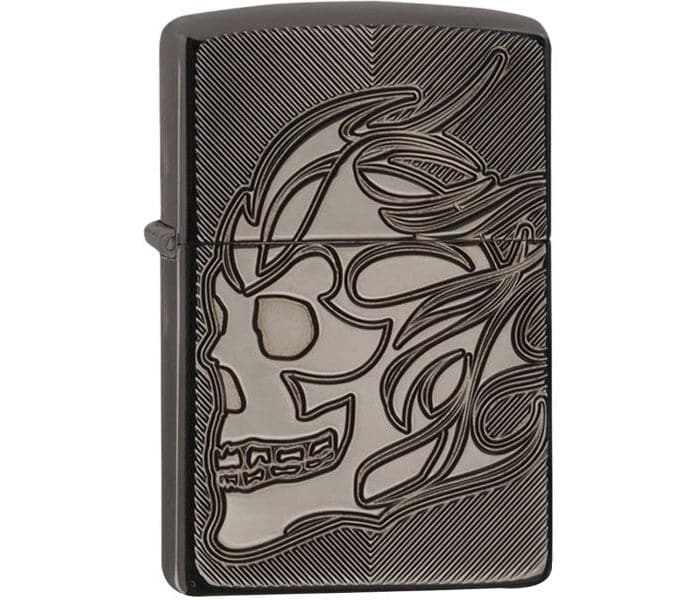 Zippo 29230 24095 Skull Design Armor Black Ice Windproof Lighter, Classic Model, Black - OUTBACK