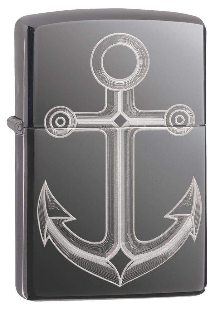 Zippo 49028 Anchor Design Black Ice Windproof Lighter, Classic Model, Black - OUTBACK