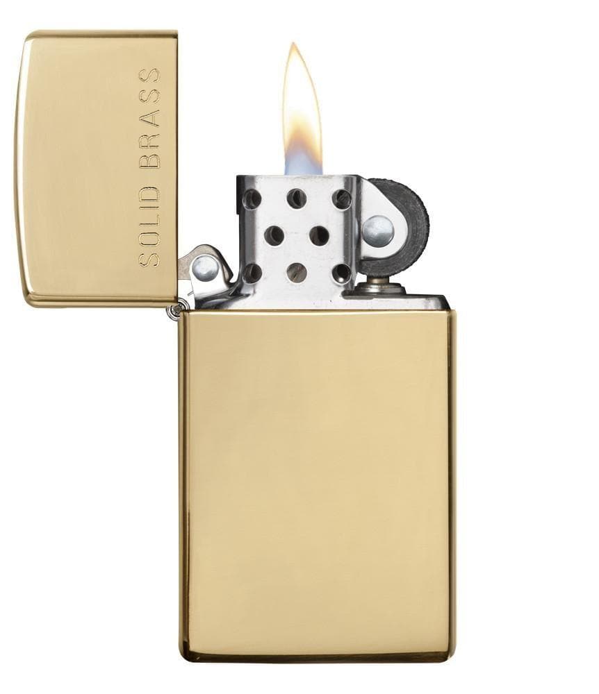 Zippo 1654 Slim Solid Brass Windproof Lighter, Slim Model, Gold - OUTBACK