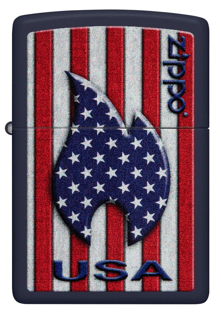 Zippo 48560 239 Patriotic Flame Design Navy Matte Windproof Lighter - OUTBACK