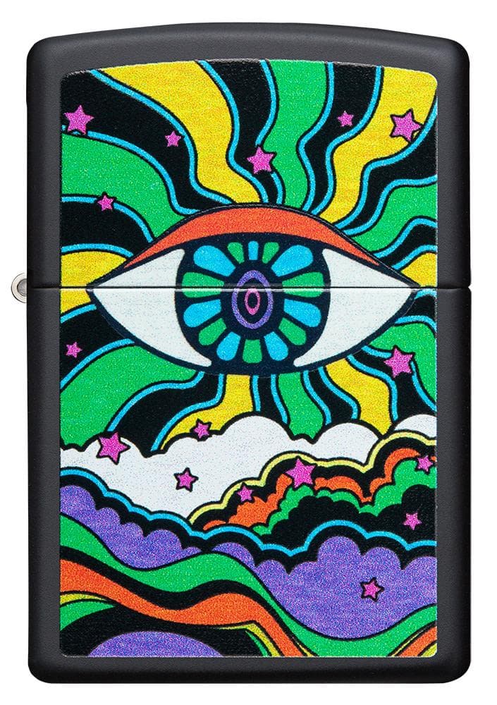 Zippo 49699 218 Black Light Eye Design Black Matte Windproof Lighter - OUTBACK