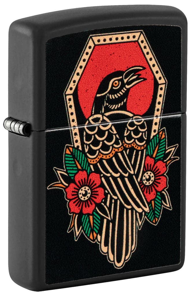 Zippo 48611 218 Crow Tattoo Design Black Matte Windproof Lighter - OUTBACK