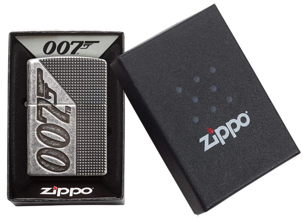 Zippo 49033 28973 James Bond 007 Armor Antique Silver Plate Windproof Lighter, Classic Model, Silver - OUTBACK