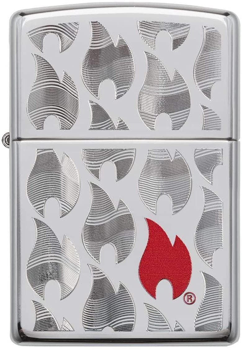 Zippo 29678 Flames Design Windproof Lighter, Classic Model, Silver - OUTBACK