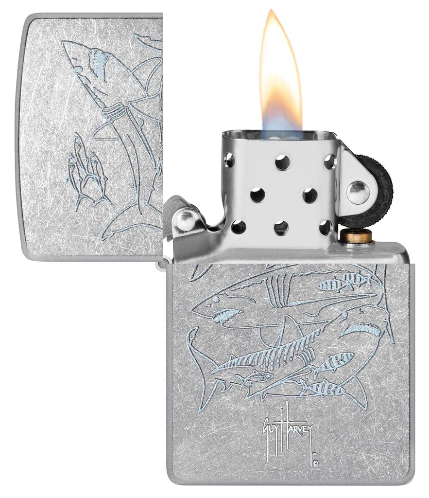 Zippo 48595 207 Guy Harvey Shark Design Street Chrome Windproof Lighter - OUTBACK