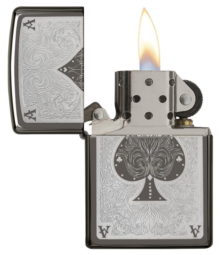 Zippo 28323 150 Ace Filigree Engraved Windproof Lighter, Classic Model, Black - OUTBACK