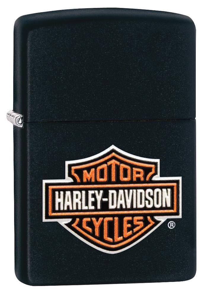 Zippo 49196 Harley-Davidson® Texture Print Classic Logo Black Matte Lighter, Harley Davidson Model, Black Matte - OUTBACK