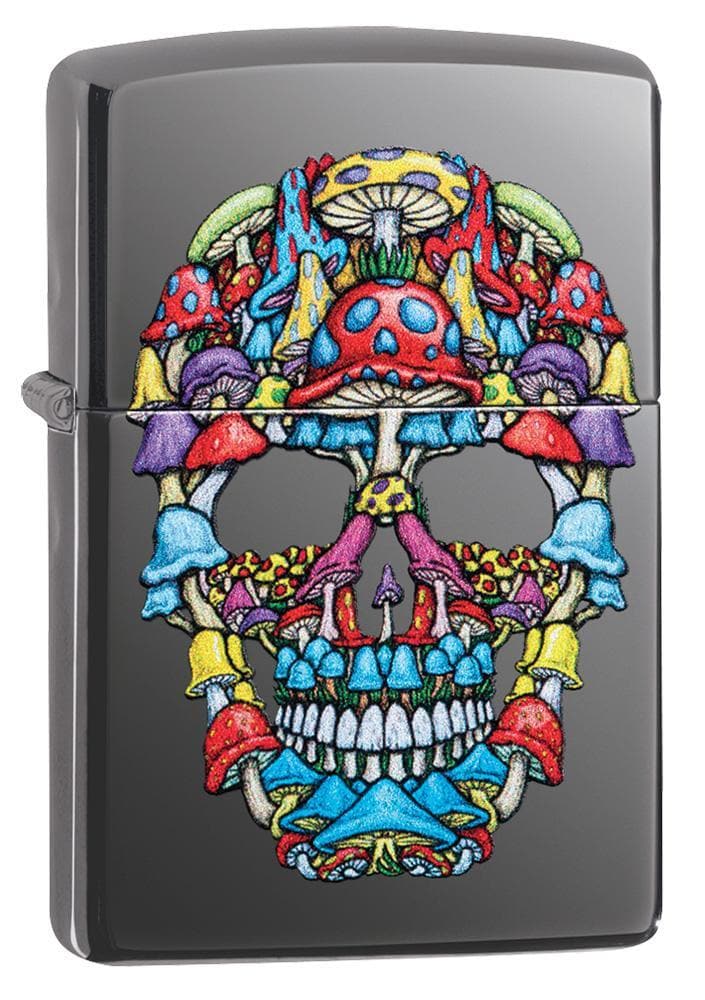 Zippo 49135 150 Mushroom Skull Design Black Ice Windproof Lighter, Classic Model, Black - OUTBACK