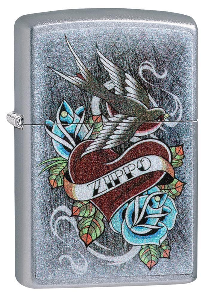 Zippo 29874 207 Vintage Tattoo Zippo Street Chrome Windproof Lighter, Classic Model, Silver - OUTBACK