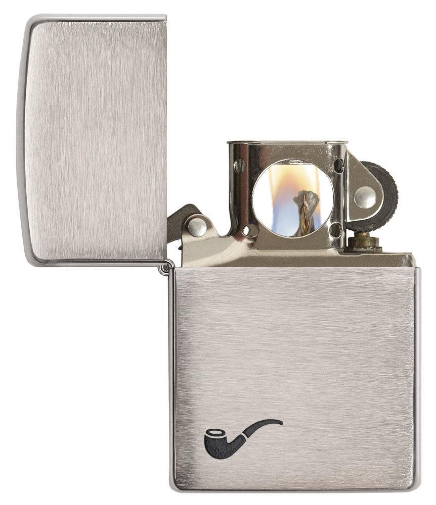 Zippo 200PL Classic Pipe Brushed Chrome Windproof Lighter, Classic Model, Silver - OUTBACK