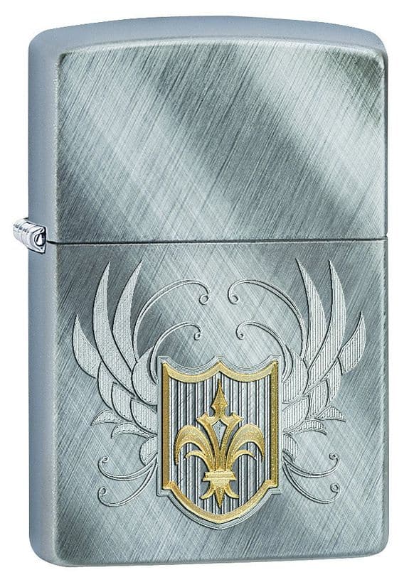 Zippo 28852 Fluer De Lis High Polish Chrome Windproof Lighter, Classic Model, Silver - OUTBACK