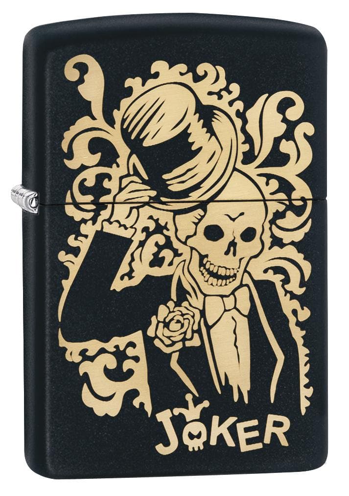 Zippo 29632 218 Bronze Joker Engraved Black Matte Lighter, Classic Model, Black - OUTBACK