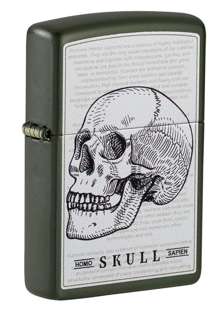 Zippo 49602 Skull Page Design Green Matte Windproof Lighter , Classic Model, Green Matte - OUTBACK