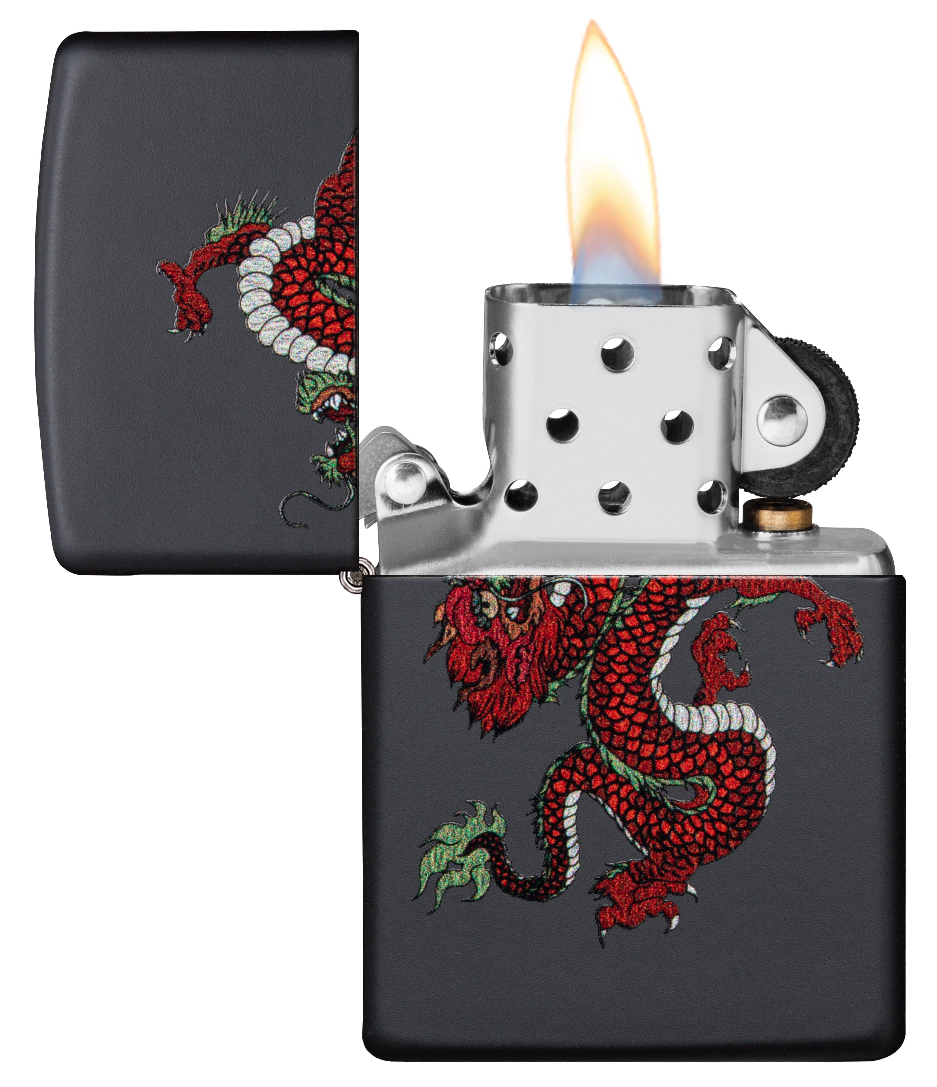 Zippo CI412376 218 Red Dragon Design Black Matte Windproof Lighter, Middle East Model, Black - OUTBACK