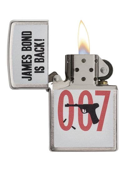 Zippo 29563 200 James Bond Brushed Chrome Windproof Lighter, Classic Model, Silver - OUTBACK