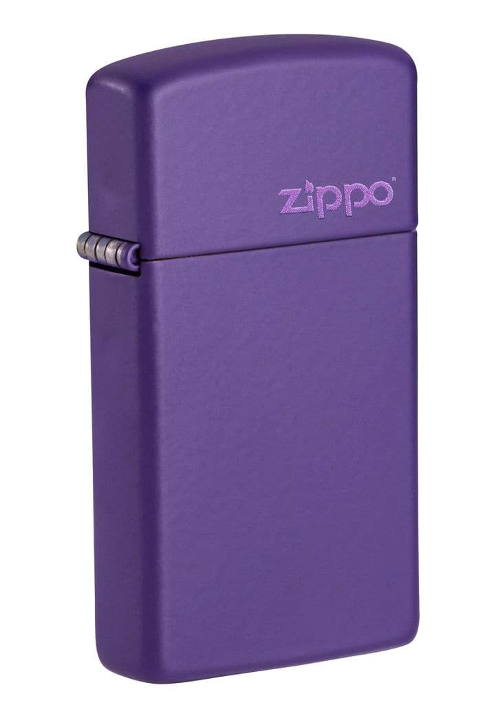 Zippo 1637ZL Slim Purple Matte Zippo Logo Windproof Lighter, Slim Model, Purple - OUTBACK