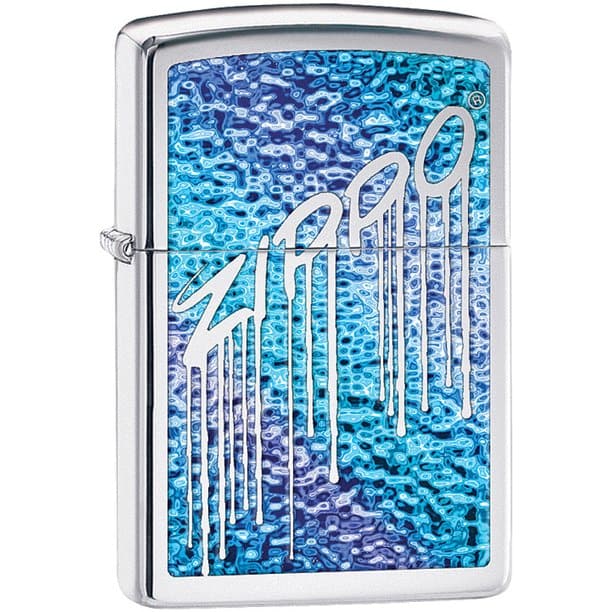 Zippo 29097 Fuzion Liquid Logo Street Chrome Windproof Lighter, Classic Model, Silver - OUTBACK