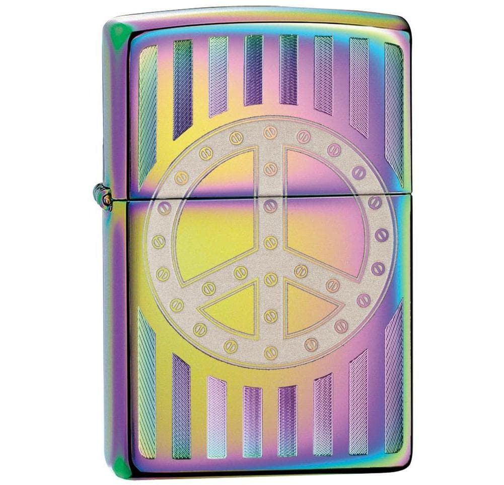 Zippo 29435 151 Rivet Peace Sign Windproof Lighter, Classic Model, Multi-colour - OUTBACK