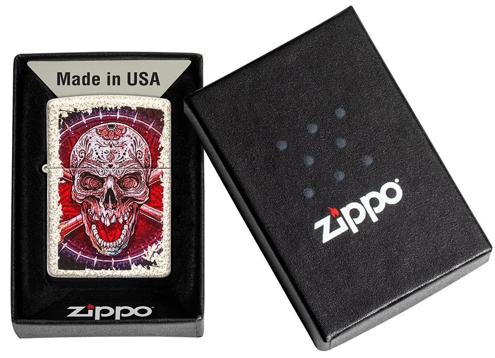 Zippo 49410 Skull Design Mercury Glass Windproof Lighter , Classic Model, Multi-colour - OUTBACK