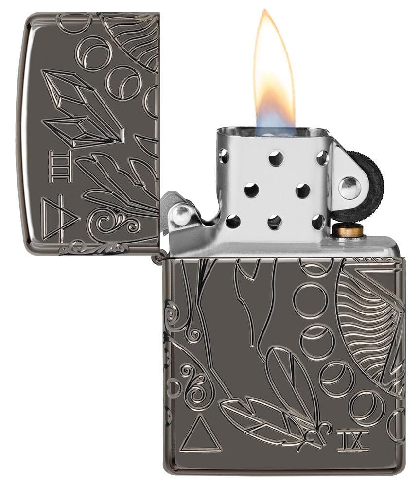 Zippo 49689 24095 Wicca Design Armor Black Ice Windproof Lighter - OUTBACK