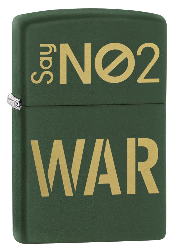 Zippo MP402954 221 Say No To War Design Green Matte Windproof Lighter, Middle East Model, Green - OUTBACK