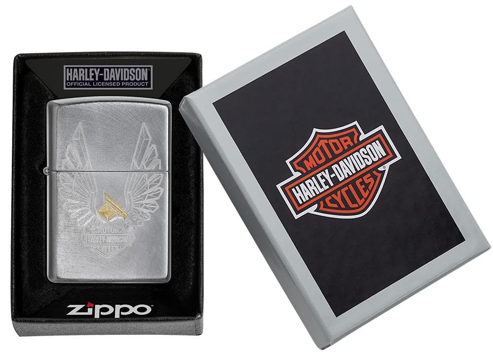 Zippo 49464 24647 Harley-Davidson Eagles Logo Chrome Arch Windproof Lighter, Harley-Davidson Model, Silver - OUTBACK