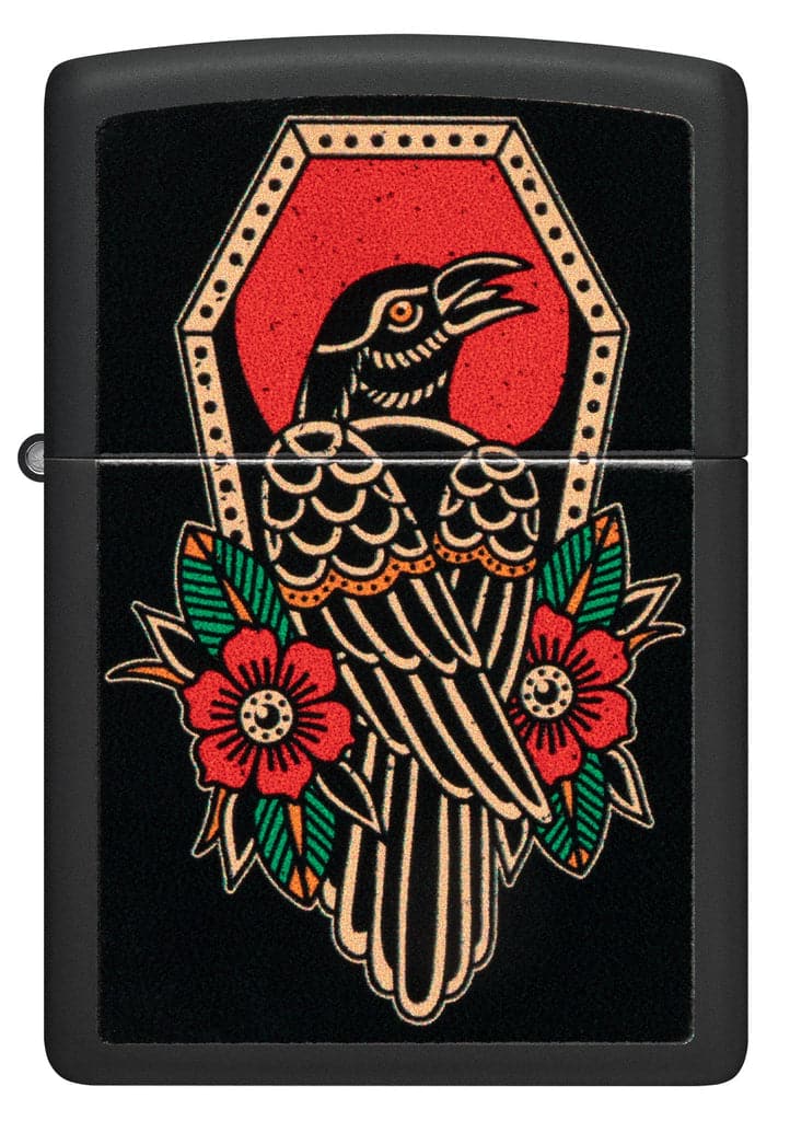 Zippo 48611 218 Crow Tattoo Design Black Matte Windproof Lighter - OUTBACK