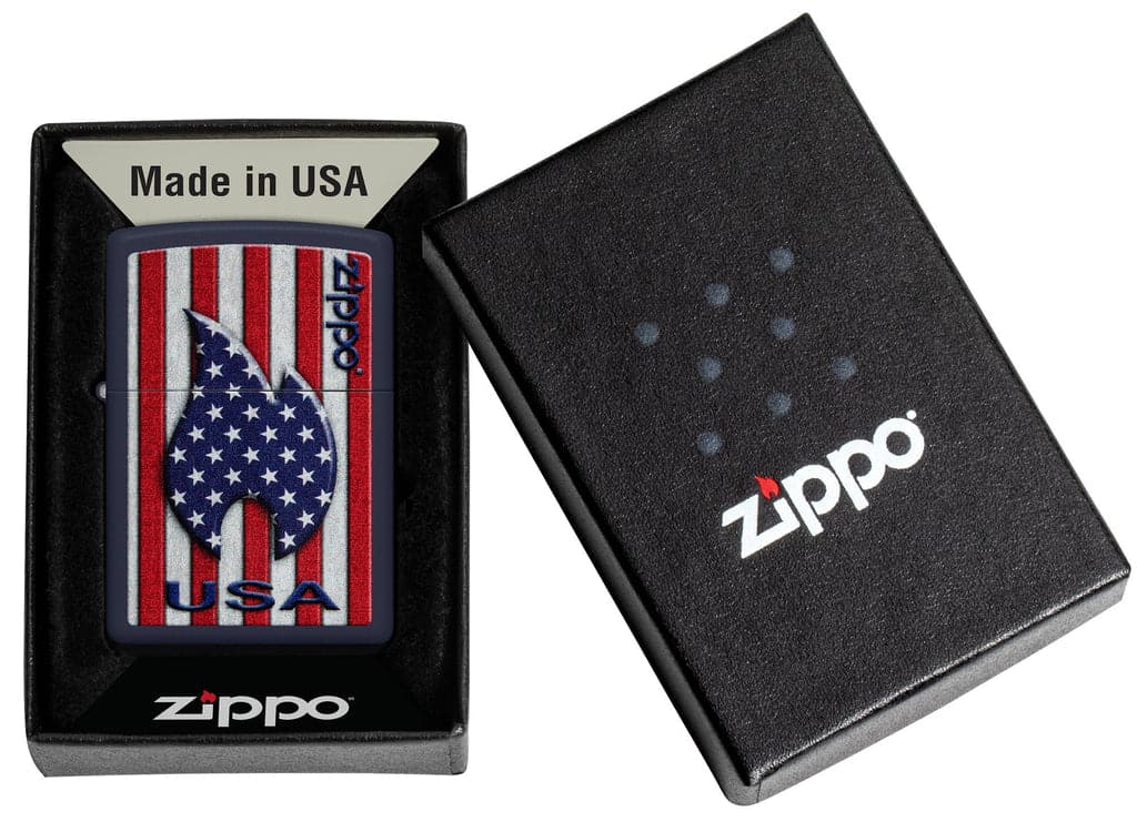 Zippo 48560 239 Patriotic Flame Design Navy Matte Windproof Lighter - OUTBACK