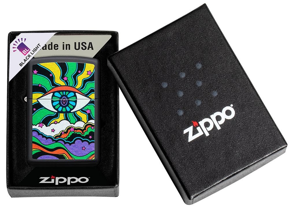 Zippo 49699 218 Black Light Eye Design Black Matte Windproof Lighter - OUTBACK