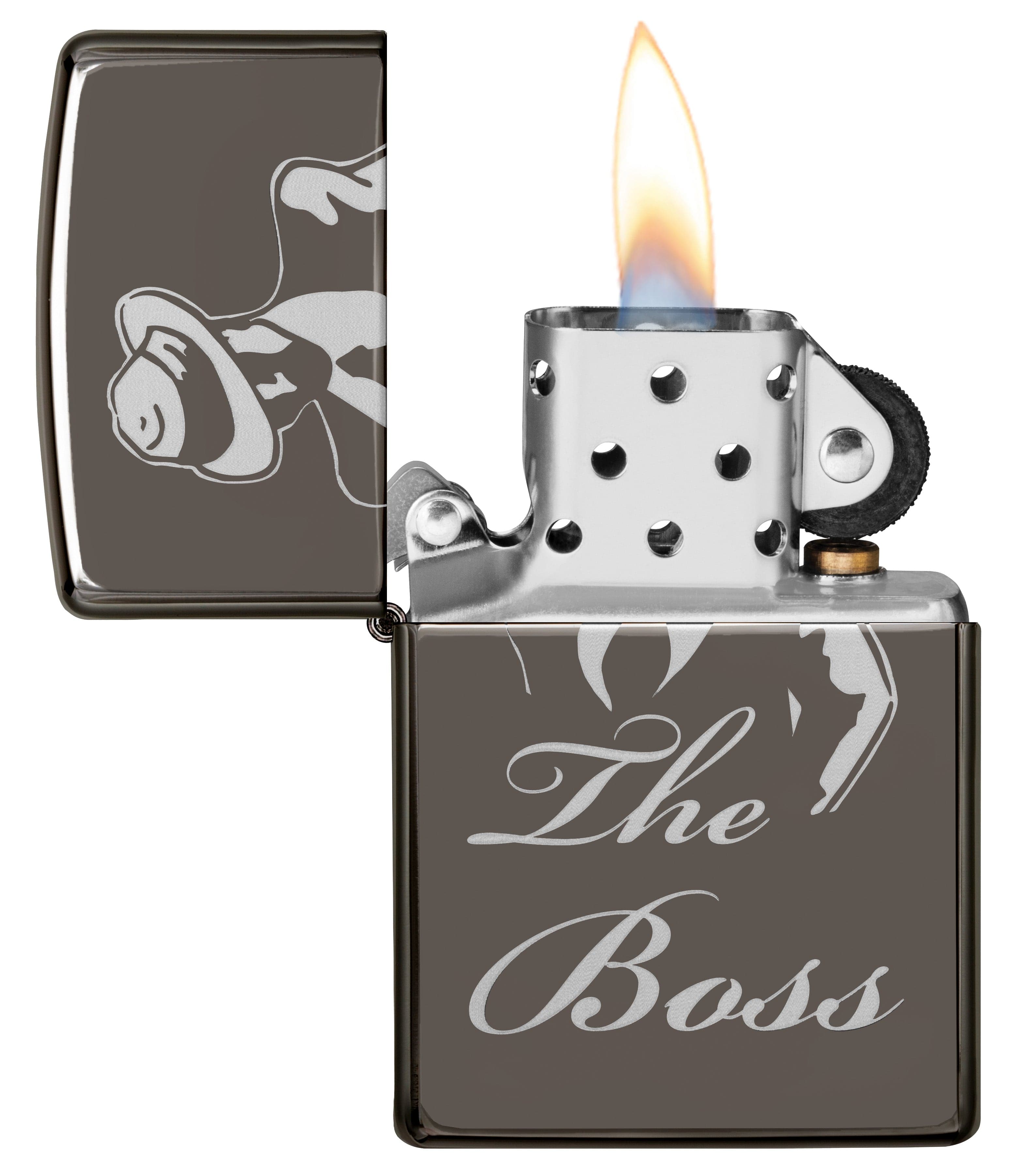 Zippo MP402975 150 The Boss Design Black Ice Windproof Lighter, Middle East Model, Black - OUTBACK