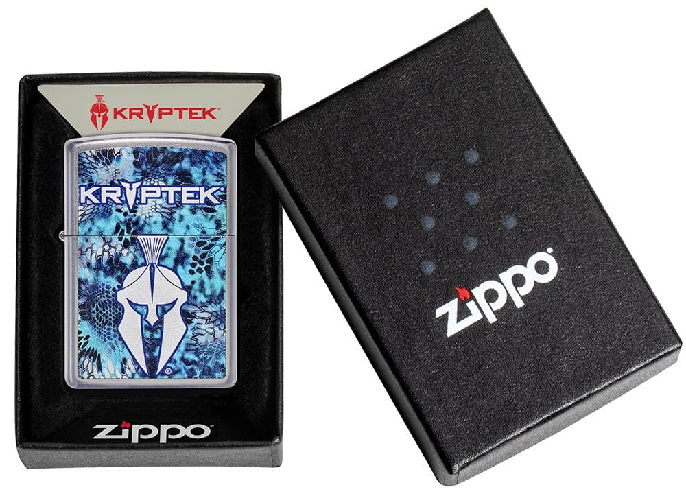 Zippo 49334 207 Kryptex Street Chrome Windproof Lighter, Classic Model, Silver - OUTBACK