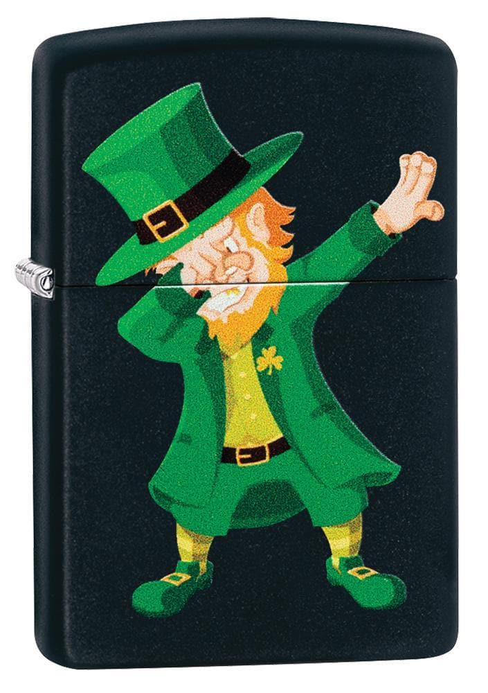 Zippo 49124 Dabbing Leprechaun Design Black Matte Windproof Lighter, Classic Model, Black - OUTBACK