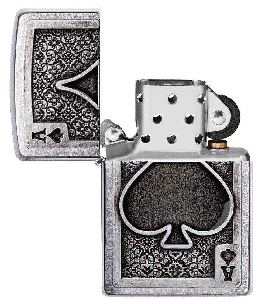 Zippo 49637 200 Ace Of Spades Emblem Brushed Chrome Windproof Lighter - OUTBACK