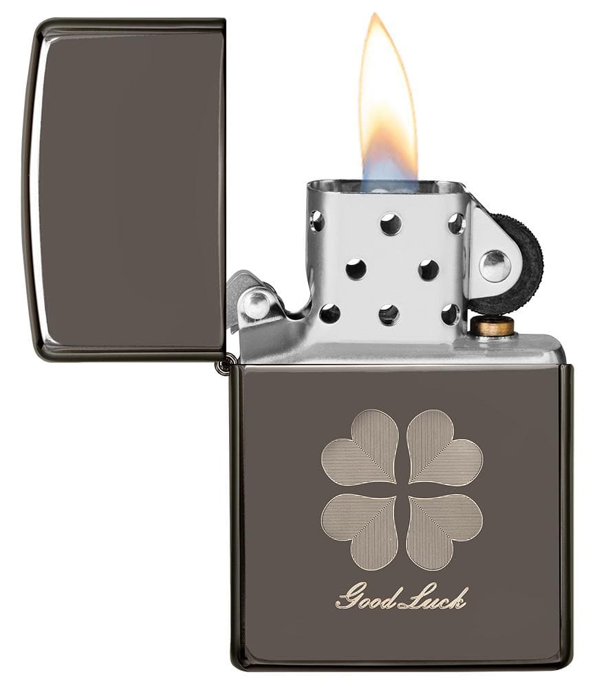 Zippo 49120 150 Good Luck Design Black Ice Windproof Lighter, Classic Model, Black - OUTBACK