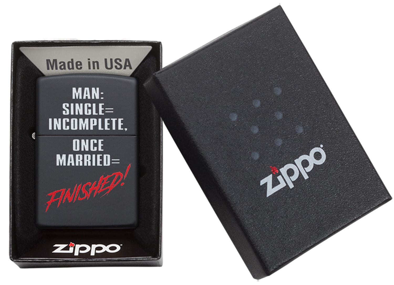 Zippo CI412255 218 Man Single Design Black Matte Windproof Lighter, Middle East Model, Black - OUTBACK