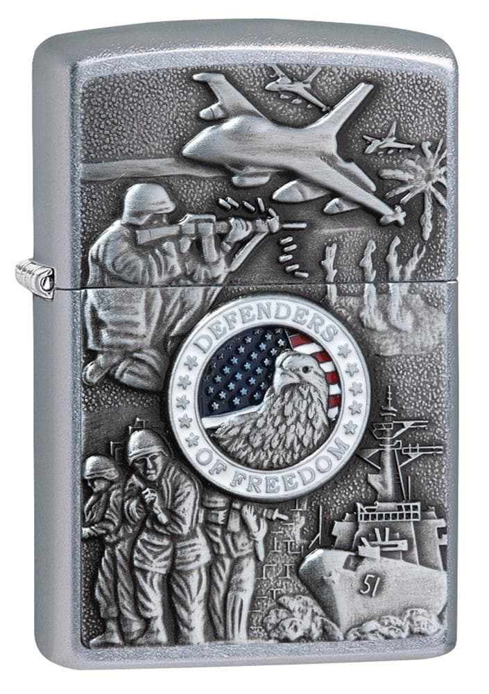 Zippo 24457 207 Joined Forces Military Emblem Chrome Windproof Lighter, Classic Model, Silver - OUTBACK