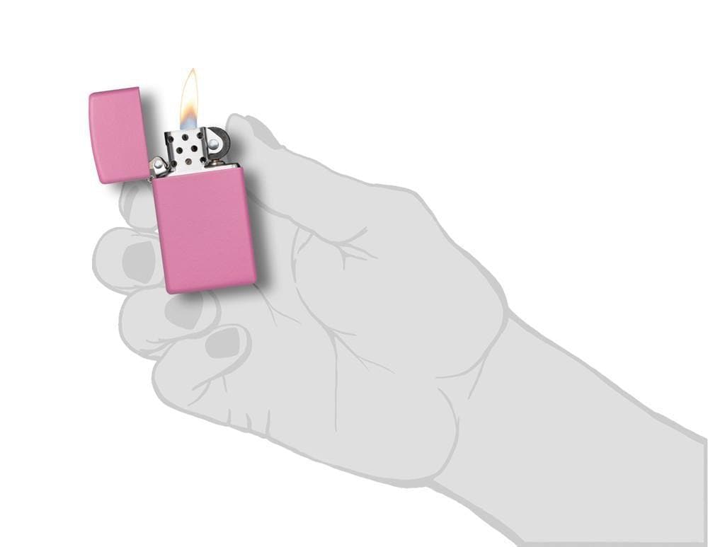 Zippo 1638 Slim Pink Matte Windproof Lighter, Slim Model, Pink - OUTBACK