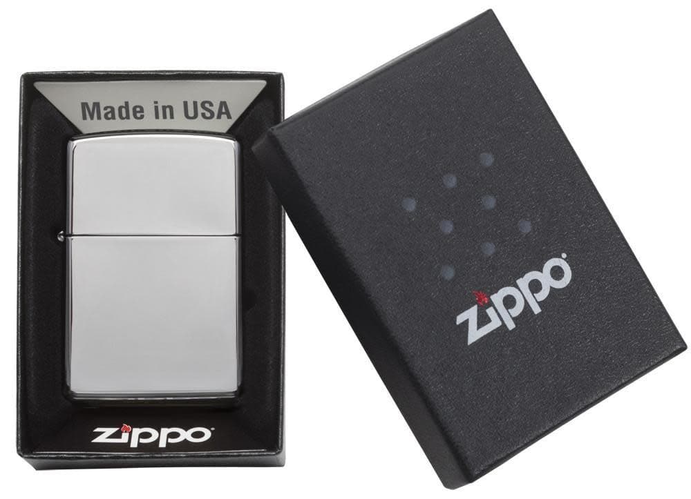 Zippo 250 Classic High Polish Chrome Windproof Lighter, Classic Model, Silver - OUTBACK