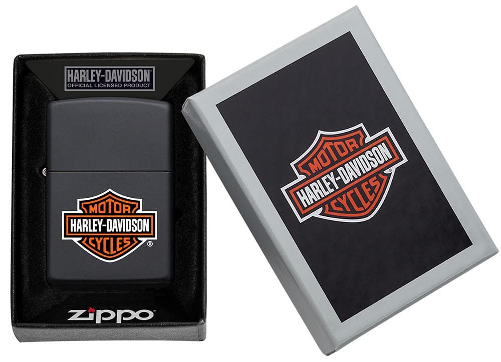 Zippo 218HD.H252 Harley Davidson Classic Logo Black Matte Windproof Lighter, Classic Model, Black - OUTBACK